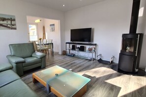 TV, fireplace