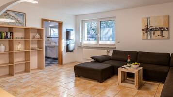 Smart TV, chimenea y libros