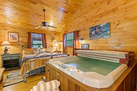1 bedroom, free WiFi, bed sheets. Lost In The West Cabin | Hochatown Cabin with Fishing Pond, Hot Tub, Fireplace & Pets