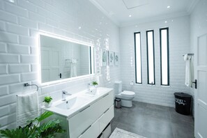 Regadera, amenidades de baño gratuitas, secadora de cabello, pantuflas