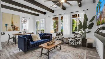 TV, fireplace, offices