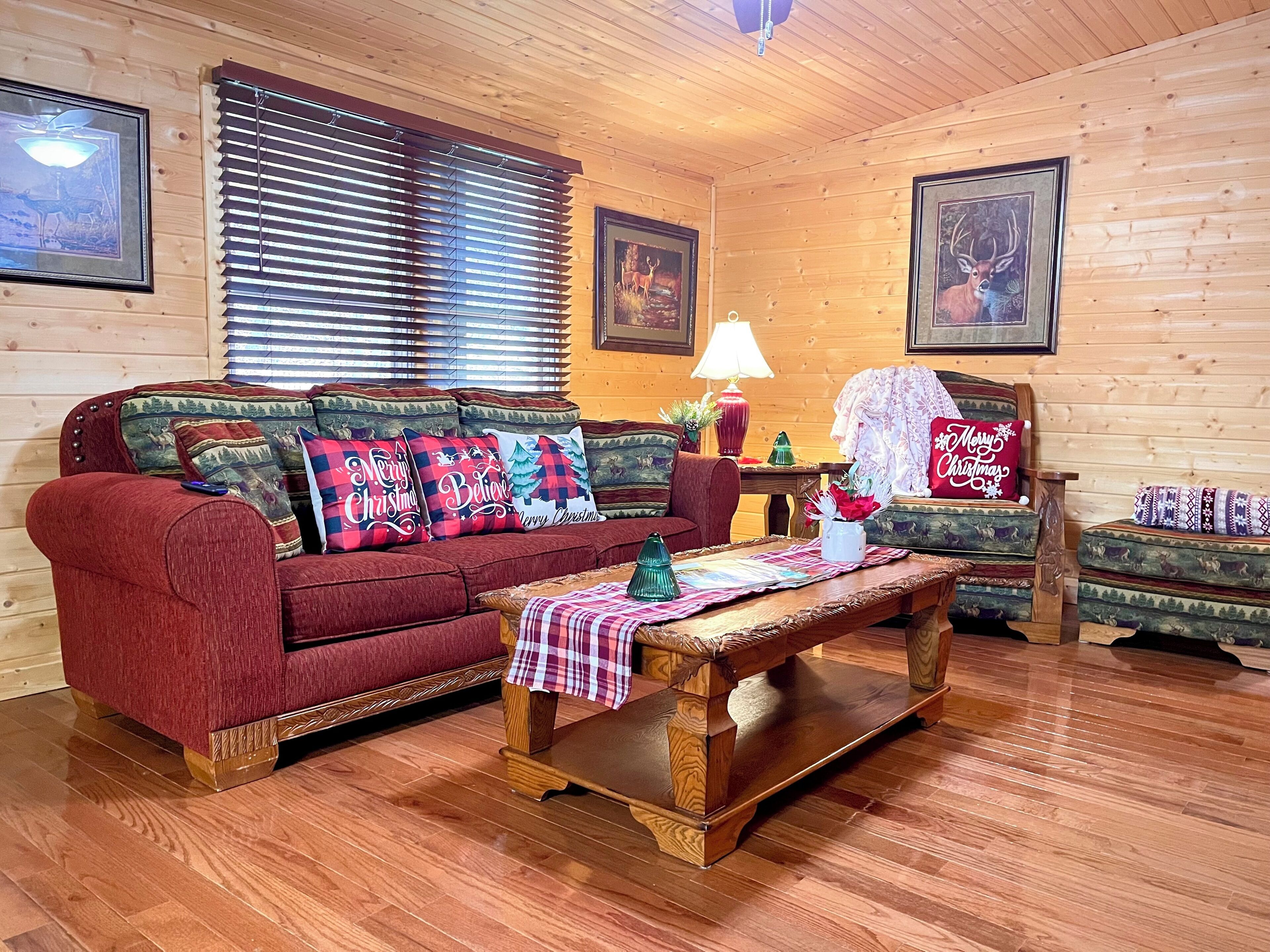 Smart-tv, eldstad och böcker