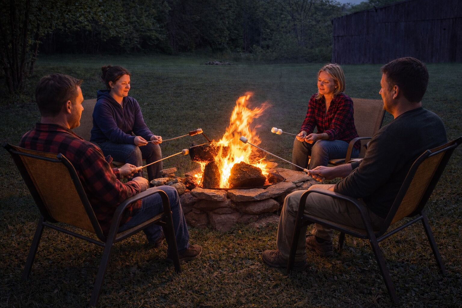 Can you spot what's missing? YOU ARE! Ooey gooey S'mores by the campfire.