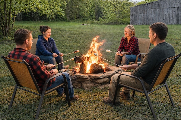 Can you see what’s missing? You and your family! S’mores by the campfire is good