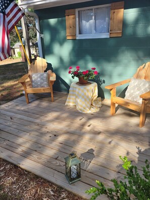 Terrace/patio - Take it easy at this unique and tranquil getaway. Small, yet simple cottage.  (Harrison)