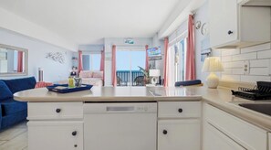 Fridge, microwave, oven, stovetop - Beachfront Sunrise Suite Sauna In/Out Pool (Myrtle Beach)