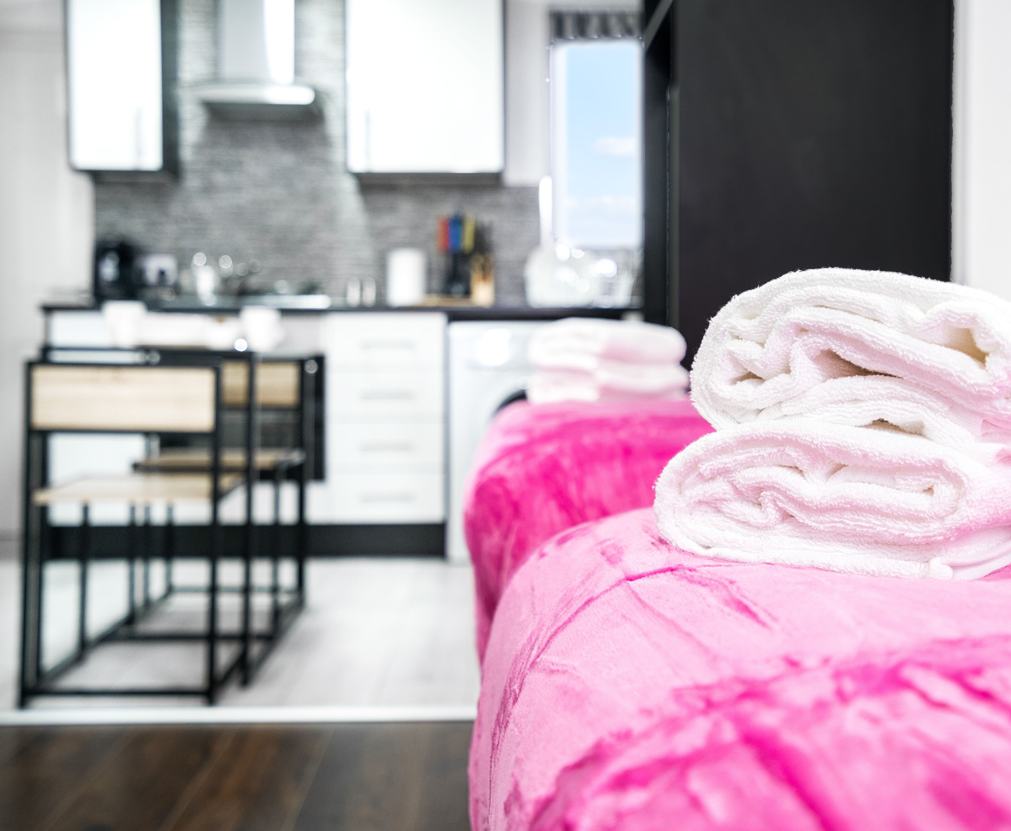 Desk, free WiFi, bed sheets