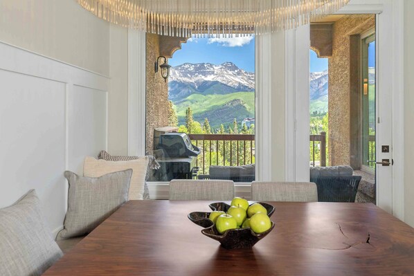 Dining - Sleek Lorian Condo by InvitedHome | Walk to Ski, Gym, Unobstructed Views (Mountain Village)