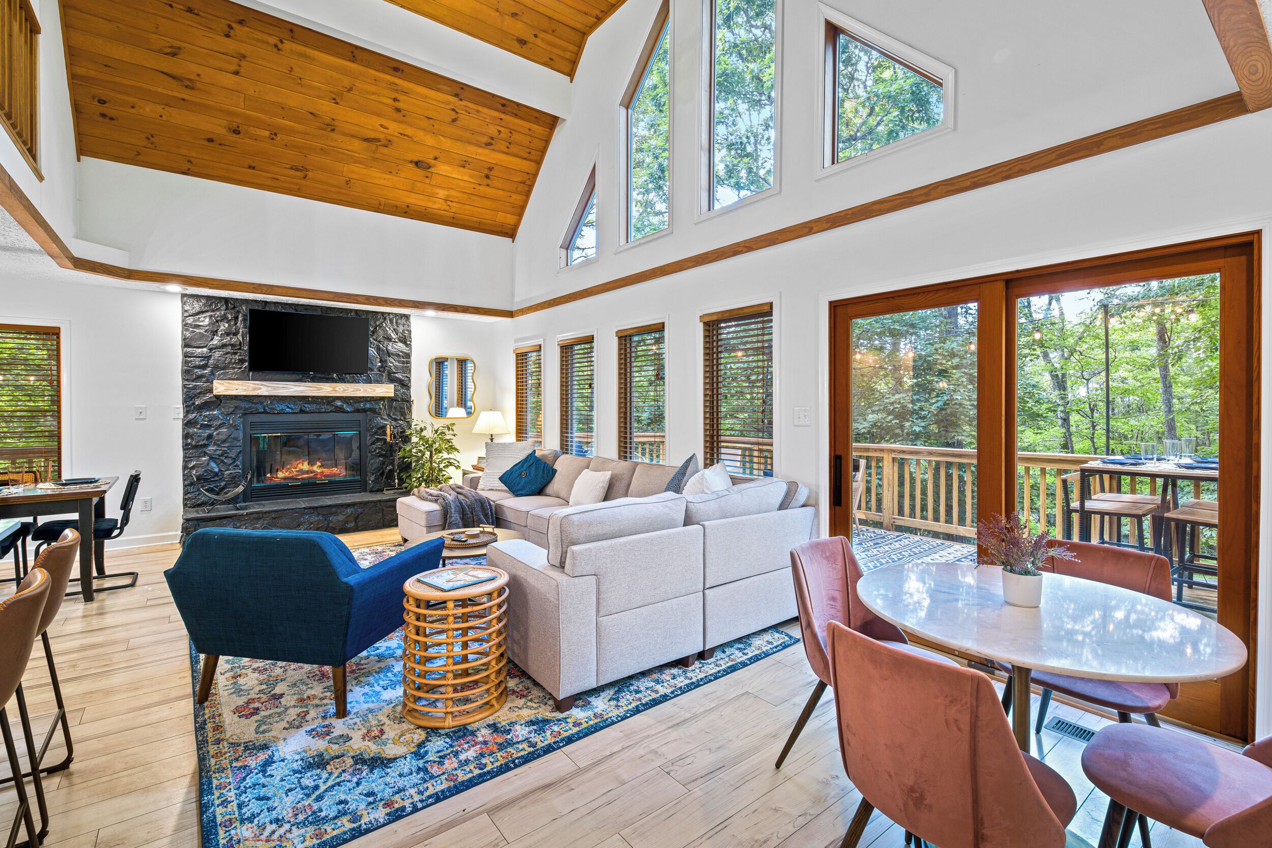 Smart TV, fireplace, video games