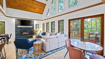 Smart TV, fireplace, video games