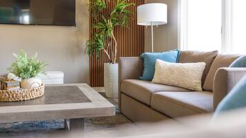 Smart TV, fireplace, video games