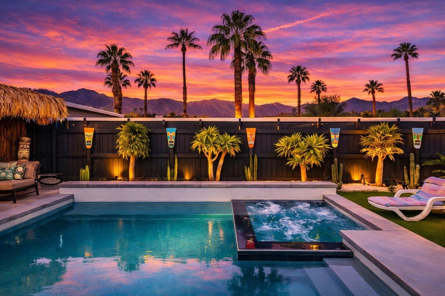 Outdoor pool, sun loungers