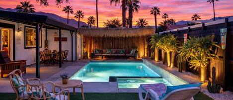 Outdoor pool, sun loungers