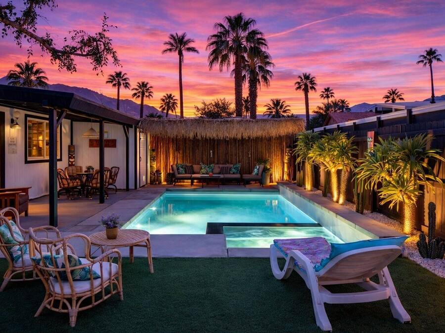 Outdoor pool, sun loungers