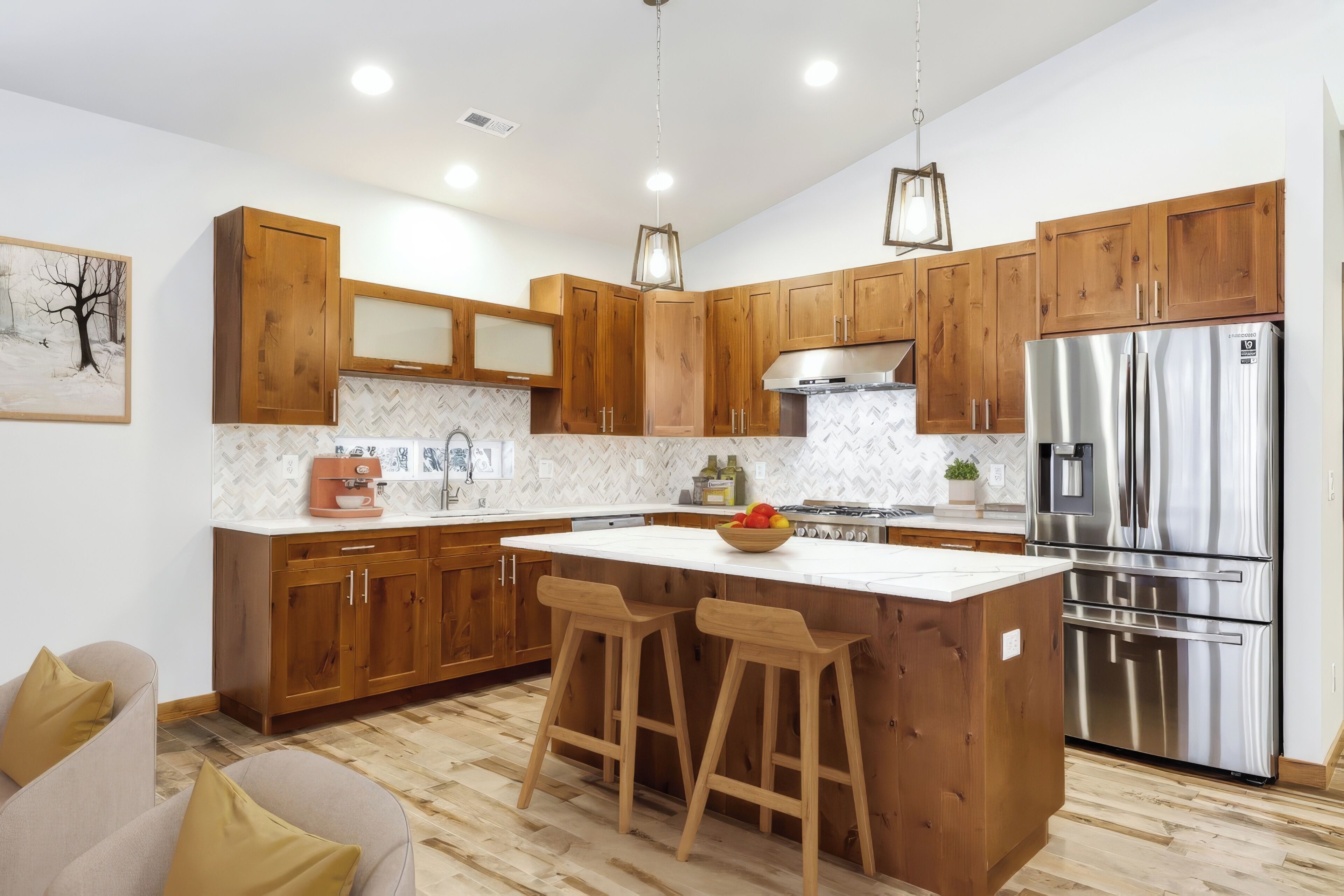 Kühlschrank, Mikrowelle, Ofen, Herdplatte