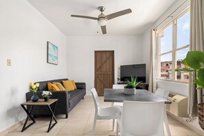 Apartment, 2 Bedrooms | Living area | 50-inch Smart TV with digital channels