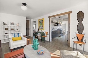 TV, fireplace, offices