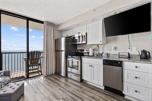 Fridge, microwave, oven, stovetop - Cozy Oceanfront Condo, Pool,M124 (Myrtle Beach)