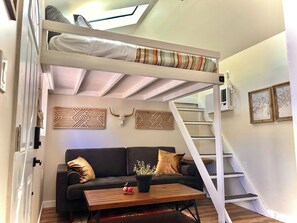 Living area - Tiny Farmhouse Cottage with Loft - Drift Asleep by Stargazing through Skylight (Julian)