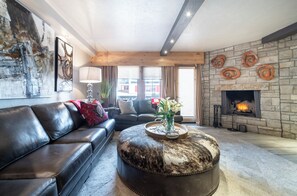 TV, fireplace - Upscale Traditional Condo steps from Vail MTN w/ fireplace, hot tub + spa access (Vail)