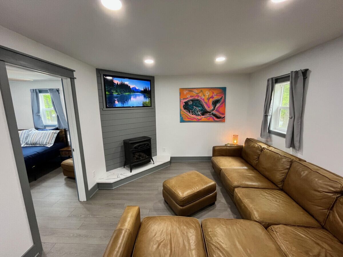 Televisión y chimenea 