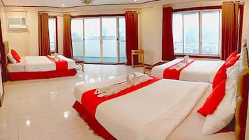 Quadruple Room, City View | Desk, laptop workspace, free WiFi