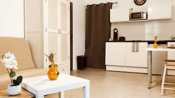 Fridge, microwave, oven, electric kettle