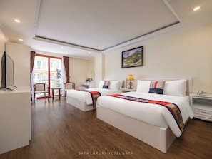Family Quadruple Room, Mountain View | Bathroom | Rainfall showerhead, hair dryer, slippers, bidet