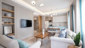 Premium Apartment, Garden View | Hypo-allergenic bedding, in-room safe, desk, laptop workspace