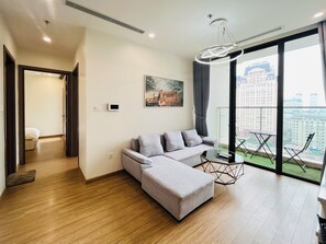 Standard Apartment, 2 Bedrooms, Kitchen, Lake View | Premium bedding, pillowtop beds, in-room safe, individually decorated - Mira Housing- Vinhome Skylake Luxury Apartment (Hanoi)