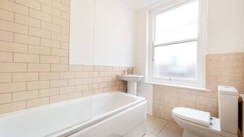 House | Bathroom | Combined shower/tub, deep soaking tub, towels