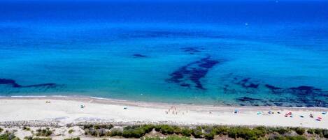On the beach, white sand