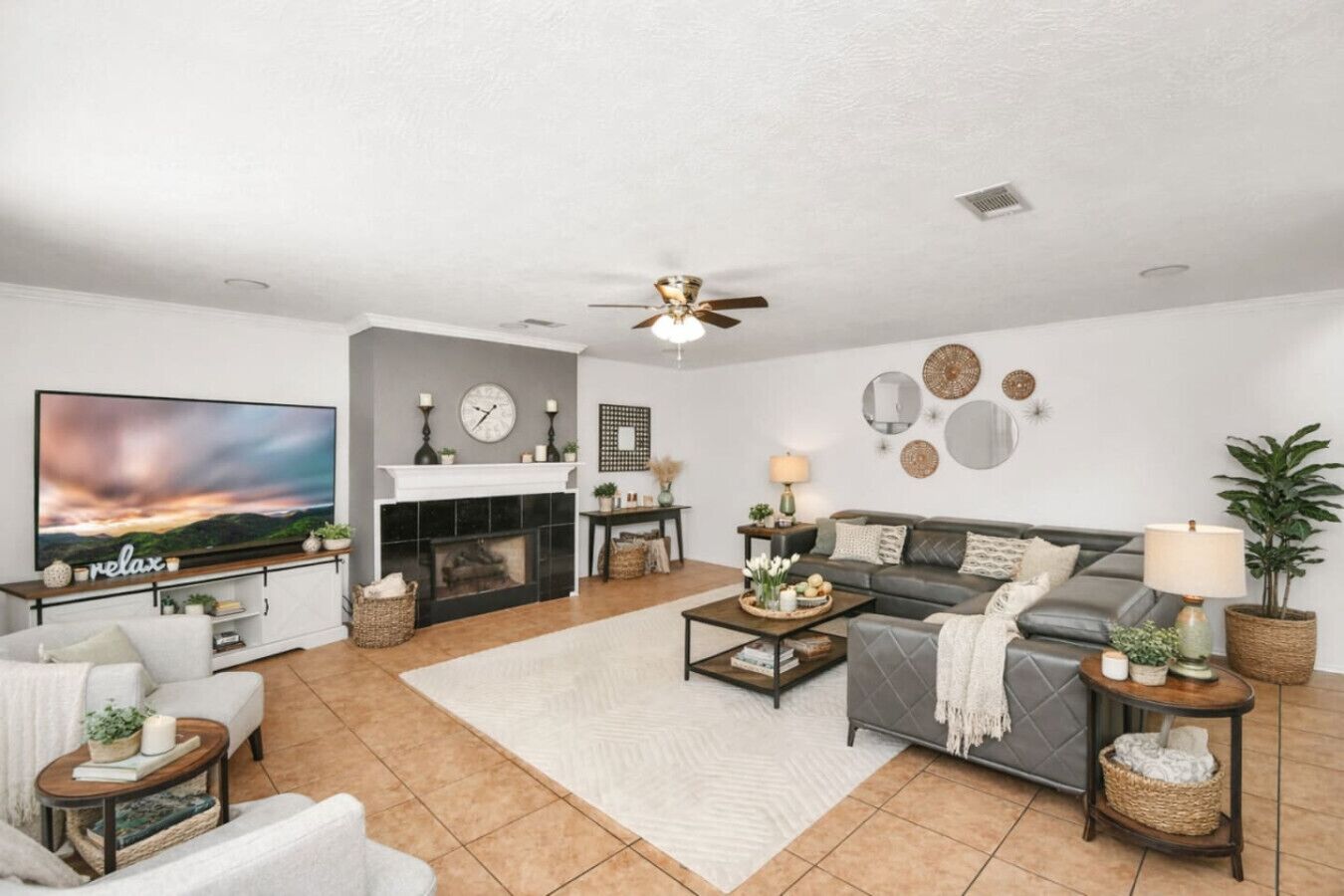 Smart TV, fireplace, ping pong, offices