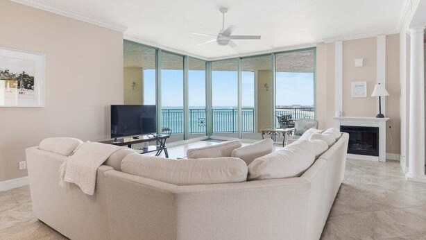 Living area - Beachfront 2BR/2BA condo in Marco Island with waterfront views, pool, WiFi (Marco Island)