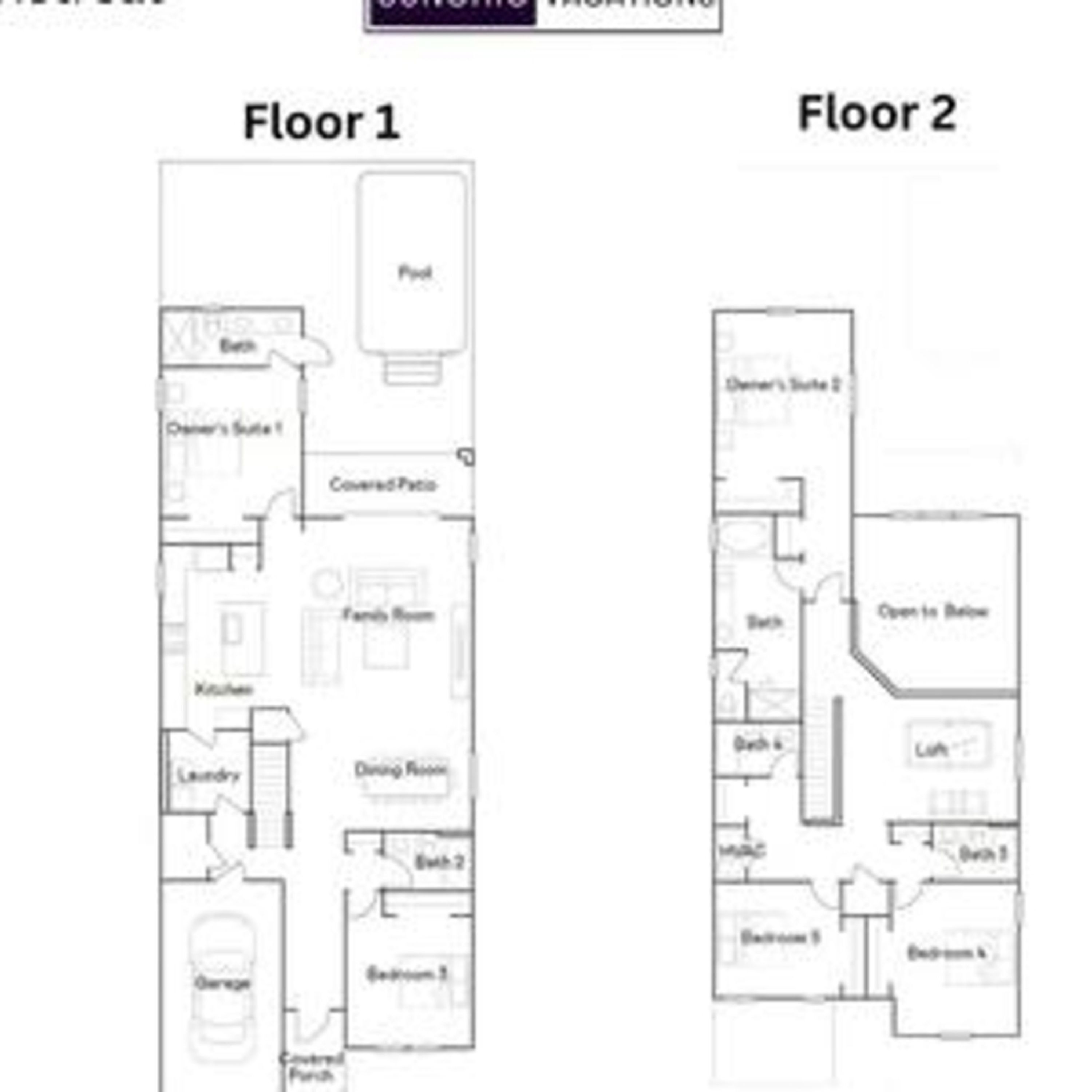 Plano de planta que muestra un patio cubierto, sala familiar, comedor, cocina, lavandería y estacionamiento.