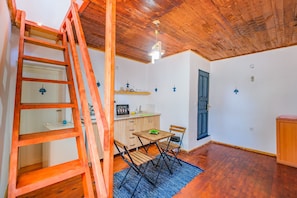 2 bedrooms, desk, laptop workspace, iron/ironing board