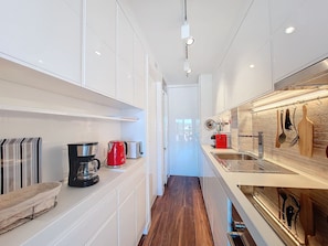 Fridge, microwave, oven, dishwasher