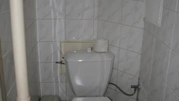 Hair dryer, bidet, towels, soap