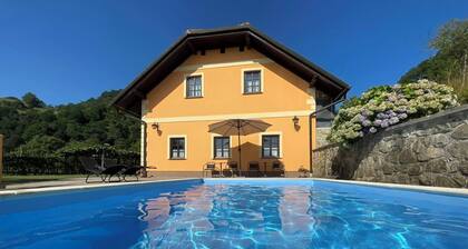 A cozy and luxurious house with a pool beneath mount Donačka gora.