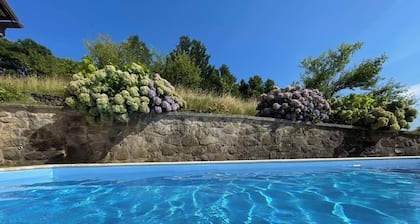 A cozy and luxurious house with a pool beneath mount Donačka gora.
