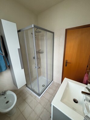 Shower, hair dryer, bidet, soap