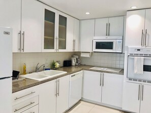 Fridge, microwave, oven, dishwasher