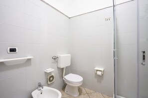 Regadera, secadora de cabello, bidet, toallas 