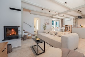 TV, fireplace