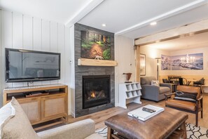TV, fireplace, DVD player