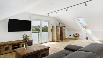 TV, DVD player, stereo