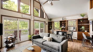 TV, books, stereo, offices