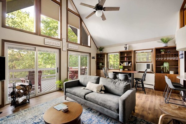 TV, books, stereo, offices