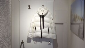 A white puffer jacket hanging on a door, a woven bag, and a framed picture on the wall. - Holiday Apartment Lust on Sylt (Sylt)