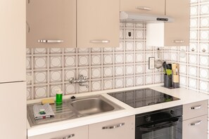 Fridge, microwave, oven, dishwasher